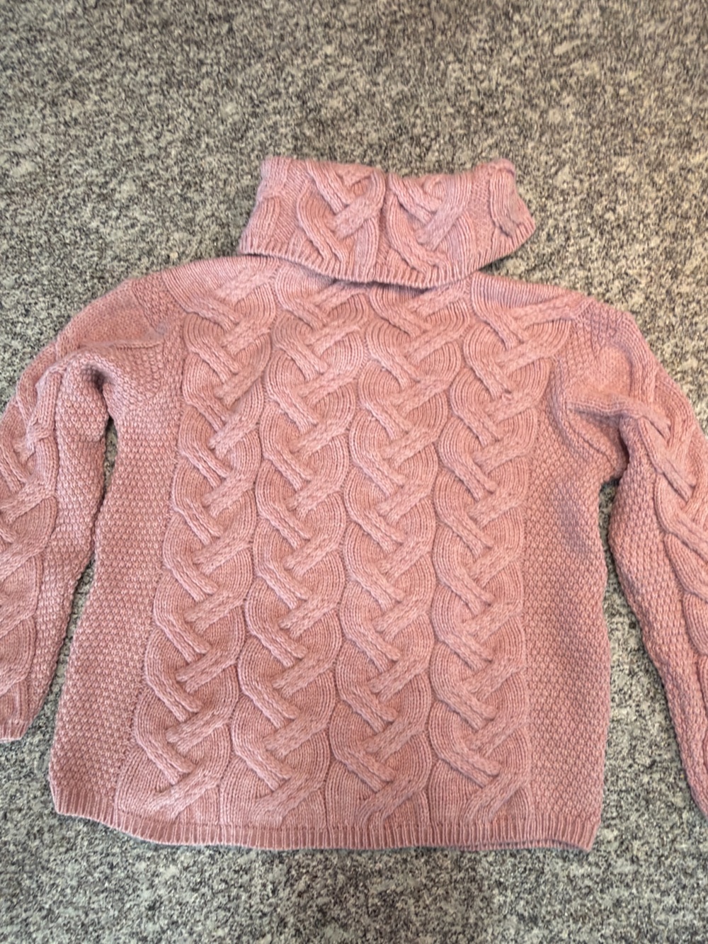 aran Cable-Knit Cowl Neck Sweater - Dusty Rose - Picture 4 of 5